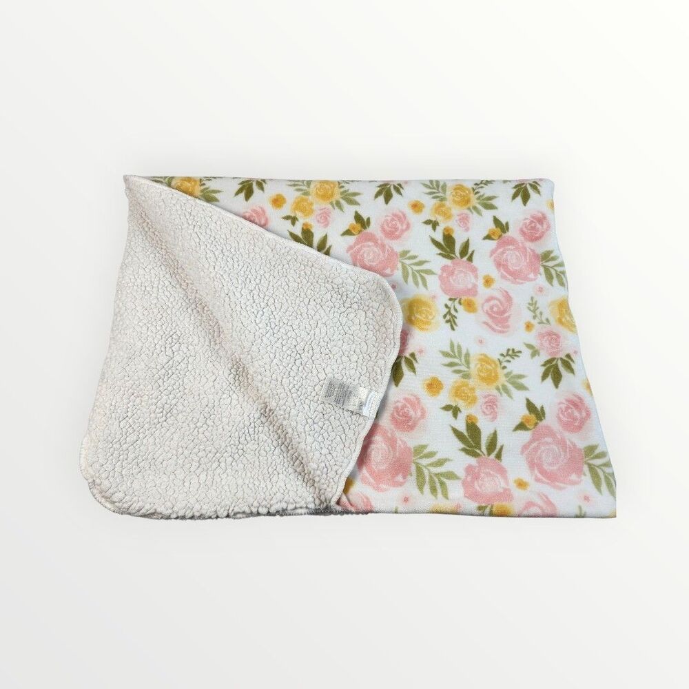 Chick Pea Baby Plush Sherpa Floral Baby Blanket 29" x  38"